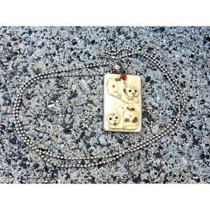 Sterling 30" Italy Necklace with Lovely Hand Carved Cat Pendant 1 7/8" long